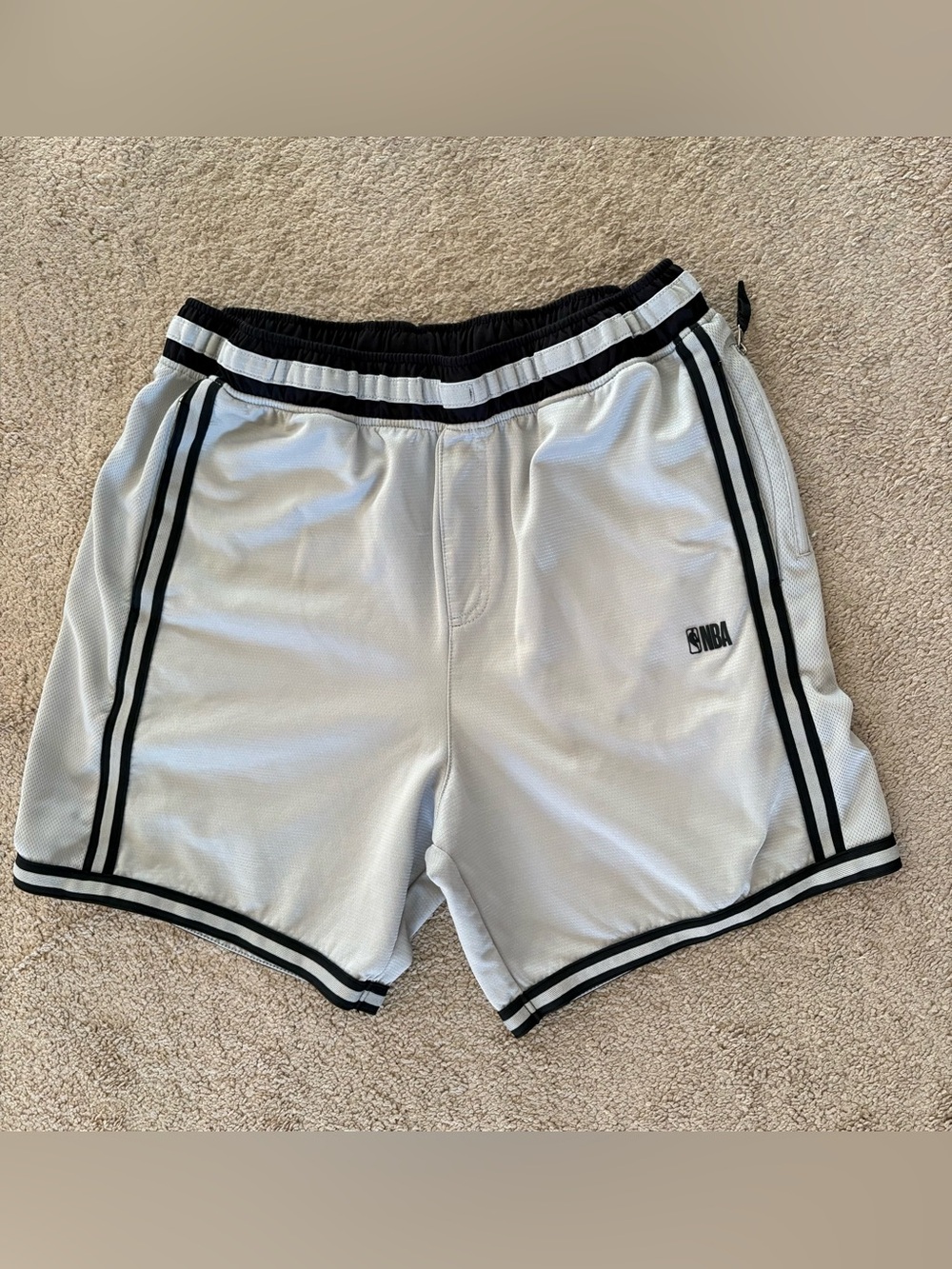 NBA Gray Athletic Mesh Shorts with Black Trim Men’s Size XL